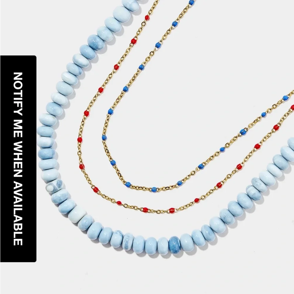 Allie & Bess Bay Hand Dyed Blue Opal beads 8mm to 10mm. 16” Beaded Necklace. New - Picture 8 of 11